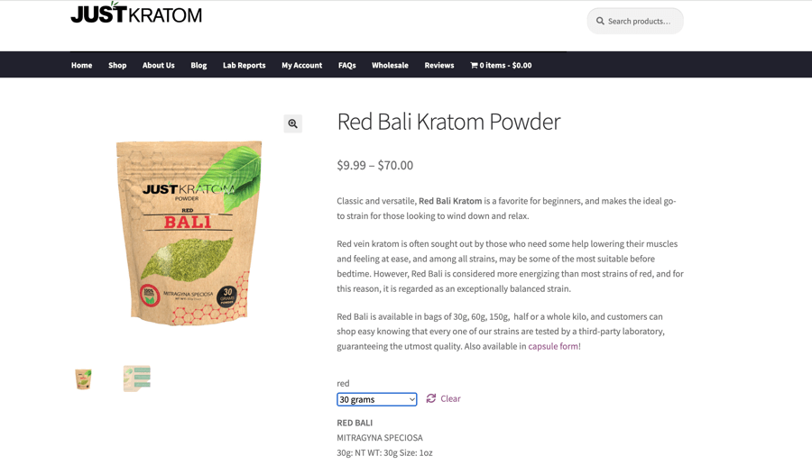 just kratom red bali powder