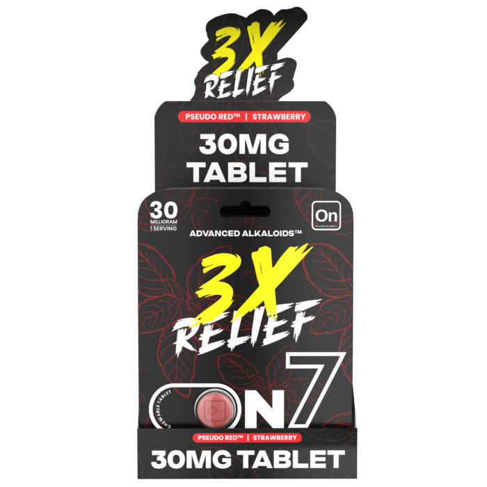 3X Relief 30 MG On7 1 Count Tablet Box